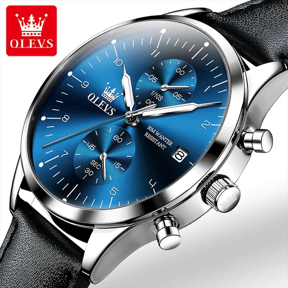 OLEVS Watches for Men Original Brand Quartz Luxury Business Men's Watch Waterproof Luminous Date Fashion Chronograph Wristwatch