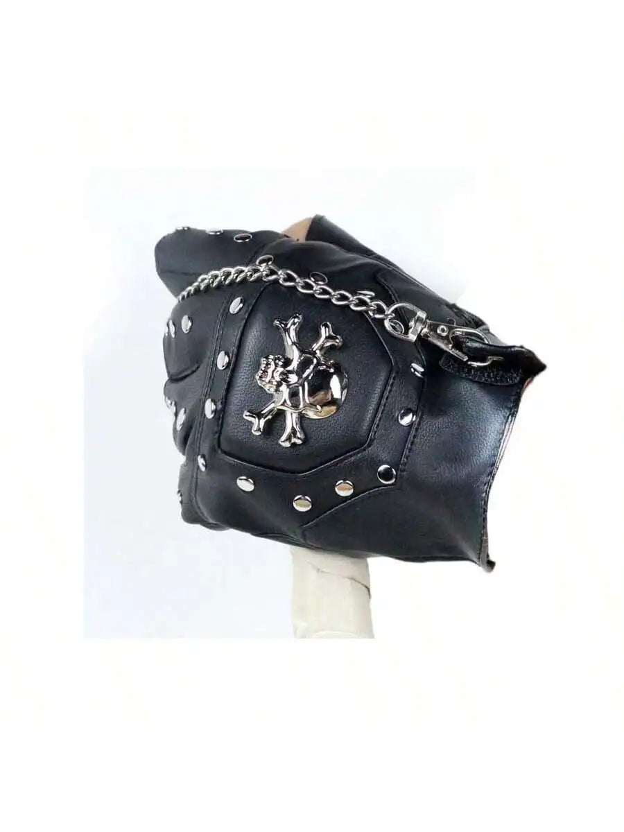 Skulls Rivet PU Leather Fingerless Gloves Men Women Fashion Hip Hop Women's Chain Punk Gloves Half Finger Men's Gloves