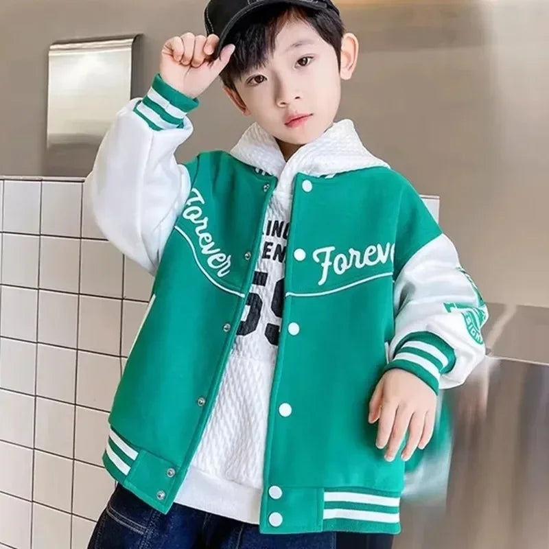 Fashion Spring Autumn Long Sleeve Outwear Teenager Kids Letter Printed Coat Sport Children Clothing 3 8 10 12 Years Old