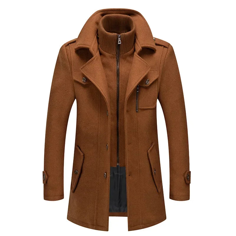 Woolen Overcoat 4XL Autumn Winter Mens Wool Trench Coats Fashion Middle Long Jacket Male Double Collar Zipper Coat Windbreak