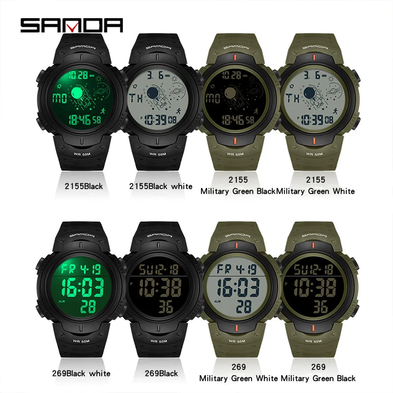 SANDA Brand New Arrival Fashion Men's Digital Watch Alarm Mode Pedometer Military Sport Waterproof Men Watch Relogio Masculino