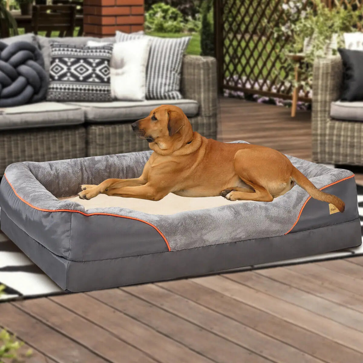 Jumbo Large Orthopedic Dog Bed Memory Foam Quilted Bolstered Pet Sofa Couch Elevated Cushion Warm Waterproof Mattress