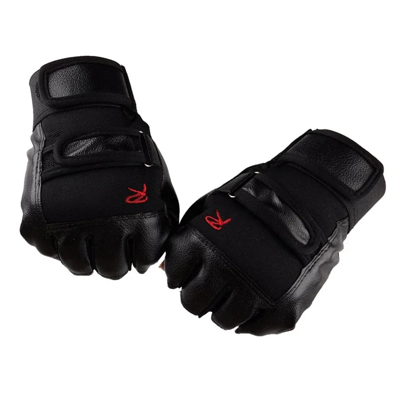 Leather Fitness Sports Weightlifting Weight Lifting Men Gym Gloves mitts Thicken Half Finger Summer Glove Durable