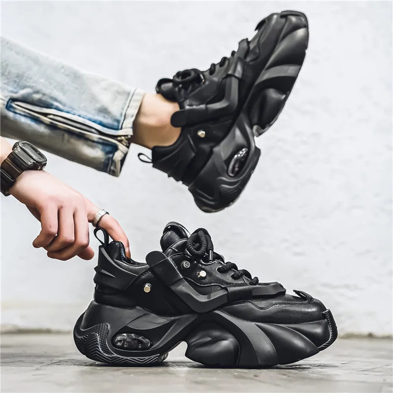 Air cushion Men's Sport Shoes Thick sole Height Increasing Shoes Korean version Trend Board shoes Clunky Sneaker Dad Shoes