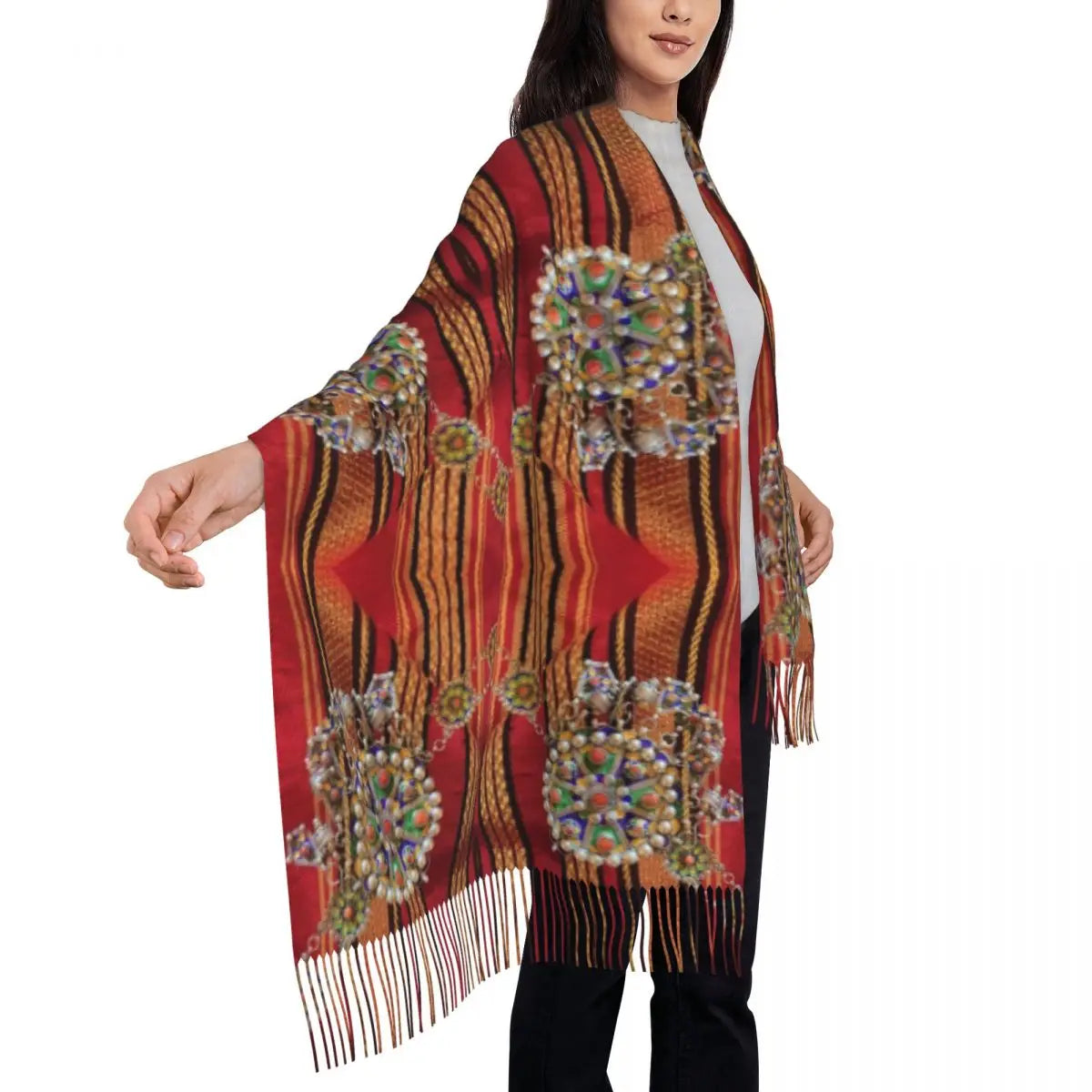 Customized Printed Amazigh Kabyle Jewelry Scarf Women Men Winter Warm Scarves Africa Berber Ethnic Style Shawls Wraps