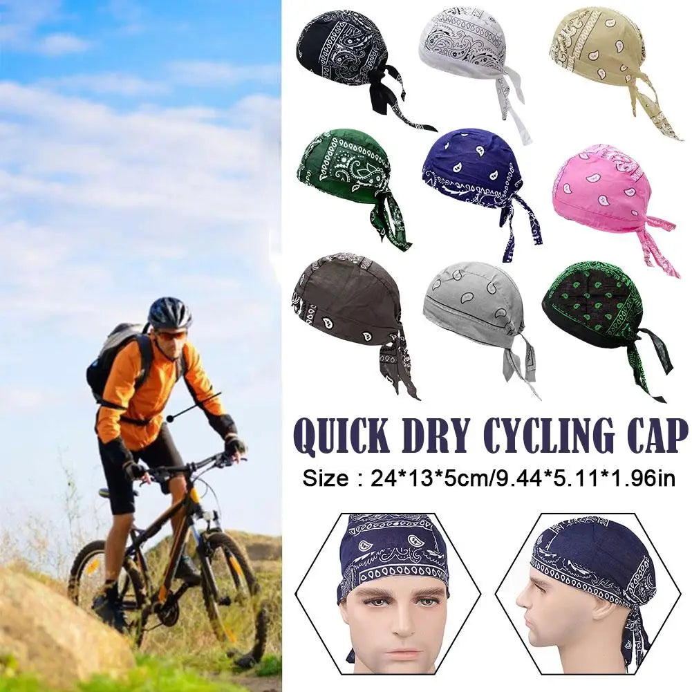 Outdoor Cycling Hat Pirate Hat Pure Cotton Printed Square Scarf Hat Headband Rag Durag Cap Beanie Wrap Hip hop Headscarf Hat