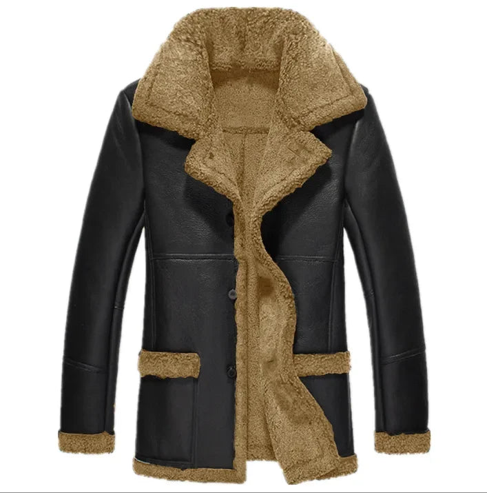 Faux Fur Men's Coat Outdoor Jacket Autumn Winter Faux Fur Integrated Thickened Coat Long Sleeve Fashion Casual Solid Color