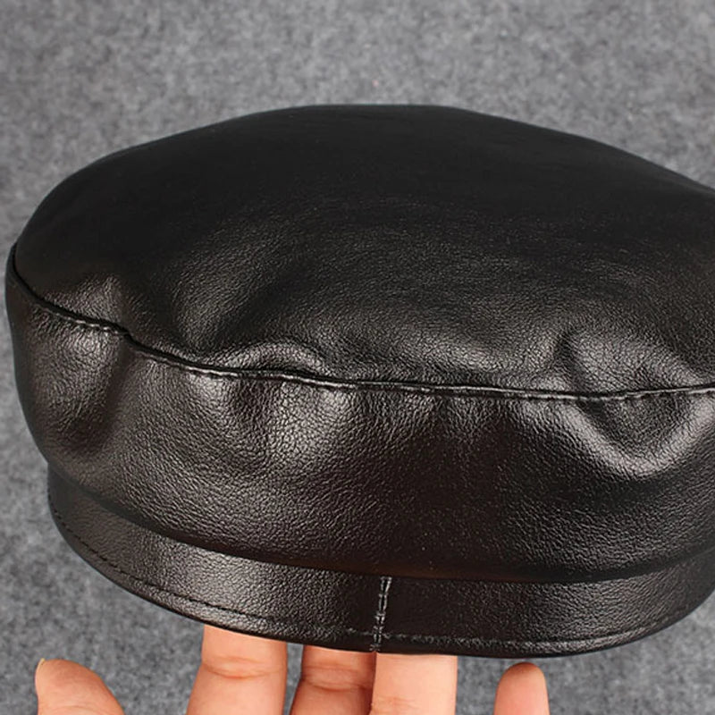 Korean Leather Beret Fashion Ladies Hat Duck Tongue Caps Wild Hats British Retro High-Quality Outdoor Leisure Caps Hat