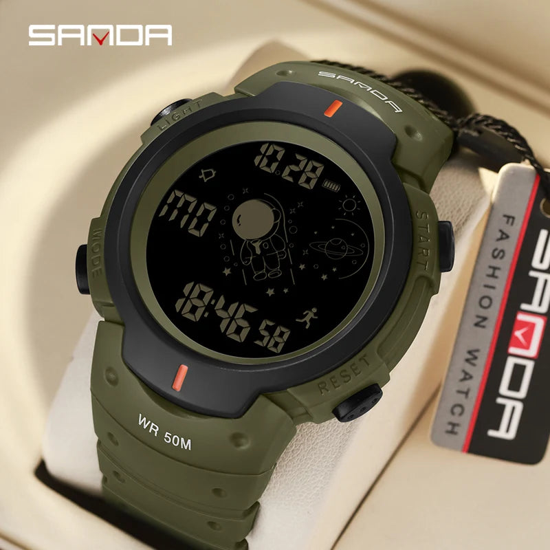 SANDA Brand New Arrival Fashion Men's Digital Watch Alarm Mode Pedometer Military Sport Waterproof Men Watch Relogio Masculino