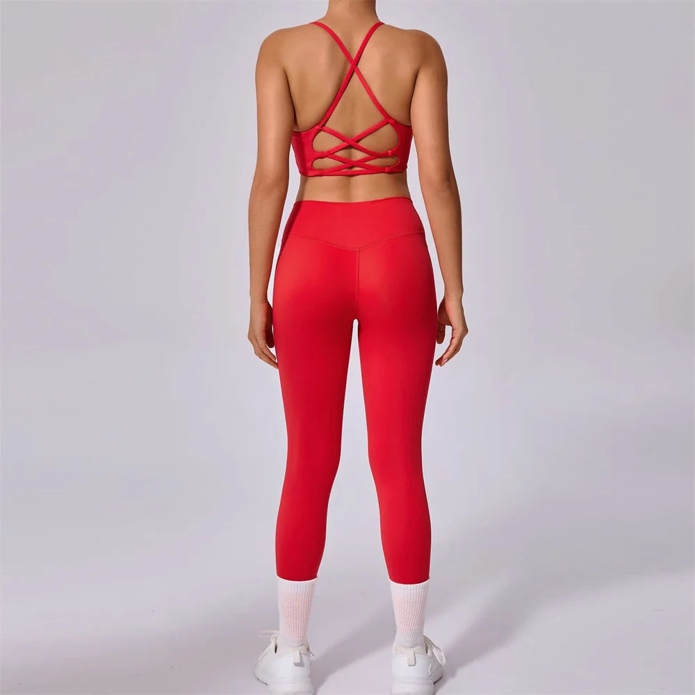 Yoga Set 2PCS Gym Set Workout Clothes for Women Seamless High Waist Leggings Sports Bra Suit Female Sportswear Women Tracksuit