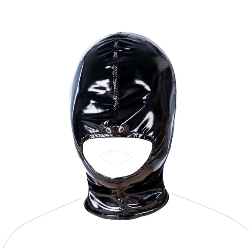 Cosplay Mask Soft Glossy Leather Full Cover Hood with Zipper Anime Halloween Party Carnival Costume Props Stage Performance Mask