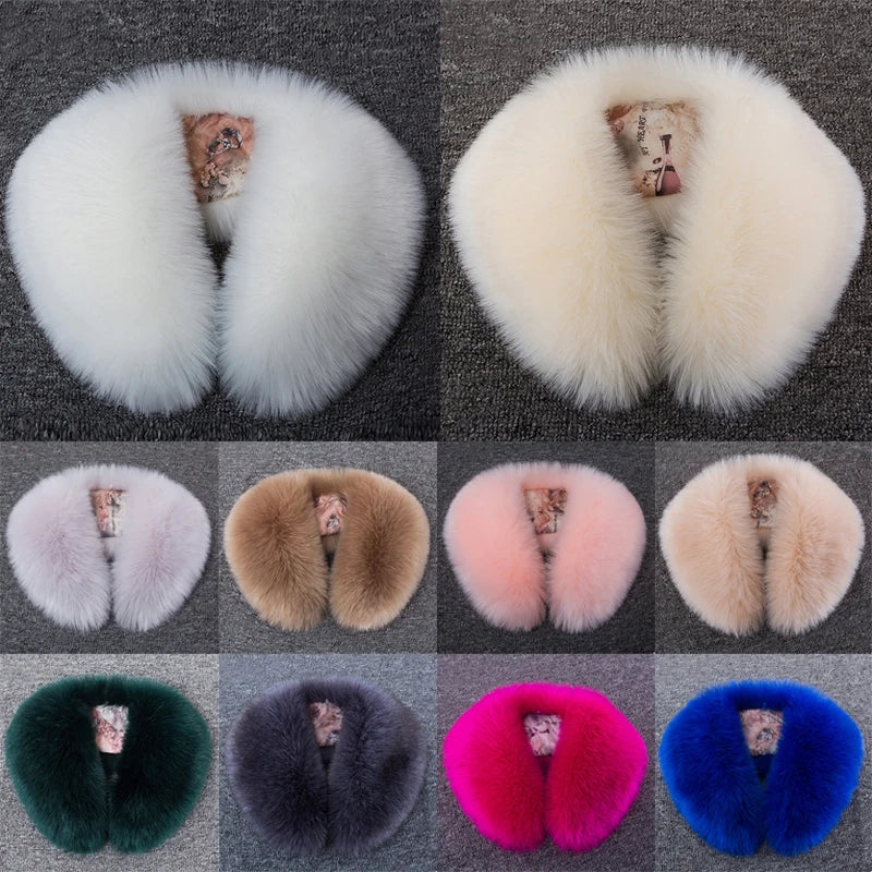 Winter Warm Scarf for Women Faux Fur Scarf Shawl Plush Fake Fur Collar Fluffy Neck Collars Soft Warm Scarives for Down Jacket