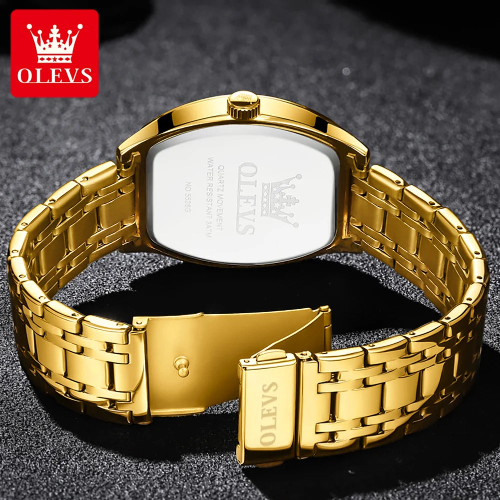 OLEVS Herrenuhren Luxus Tonneau Original Top-Marke Quarzuhr für Männer Wasserdicht Leuchtende Wochendatum Männliche Armbanduhr