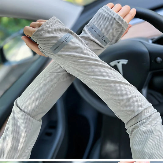 Sunscreen Sleeves Ice Sleeves Men's Large Size Sun Protection Arm Sleeves Outdoor Driving UV Protection Loose Arm Sleeves Gloves