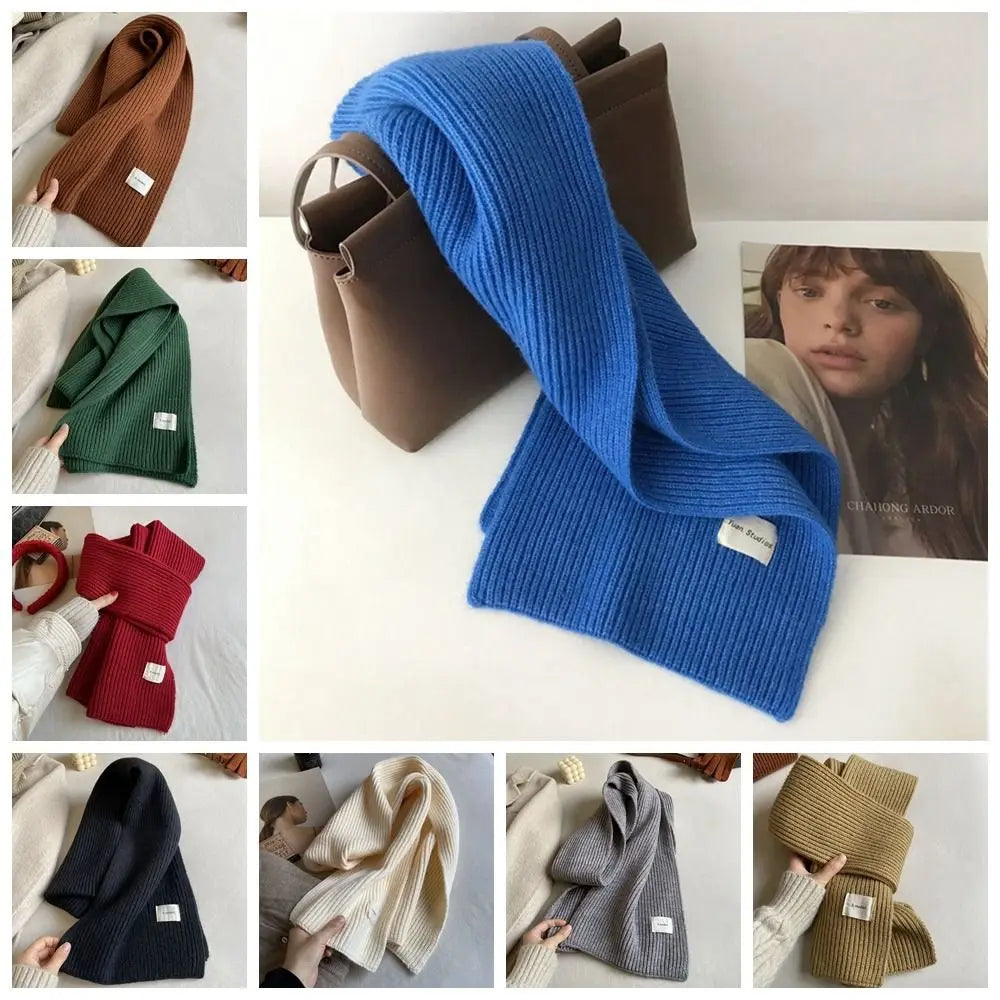 New Year's Red Wool Scarf Winter Knitted Scarves Student Korean Warm Solid Color Shawl Accessories Thicken Winter Cashmere Scarf