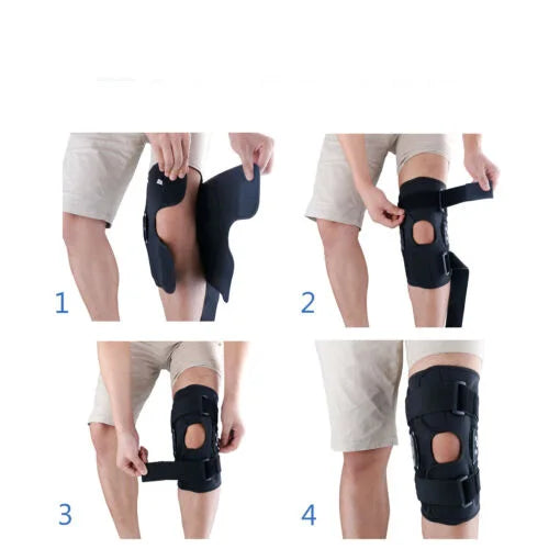 1Pcs Knee Sleeve Male Knee Patella Support, Brace Sleeve Wrap Cap, Bike Motorbike Sports Adjustable Hinged Stabilizer