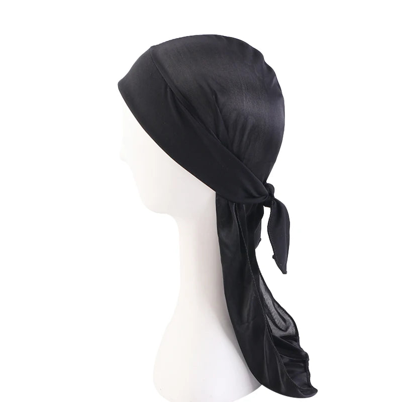 Men's Silky Durags Bandanas Turban Hat stretchy Wigs Satin Doo Rag Durag Unisex Pirate Hat Men Hip Hop Headband Biker Headwrap