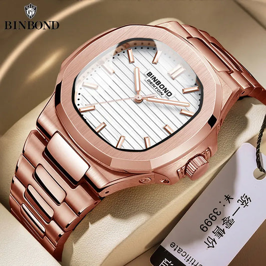 BINBONG B1885 Luxury Business Männer Quarz Uhren 30M Wasserdicht Leucht Edelstahl Armband herren armbanduhr Relogio Masculino