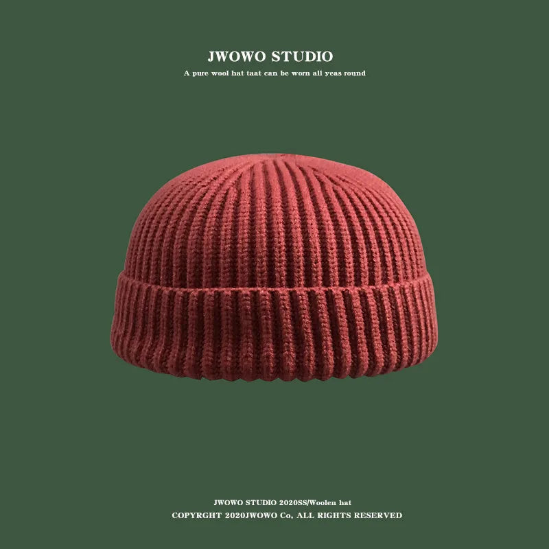 Herbst Winter Kurze Warme Melone Hut Männer Gestrickte Runde Top Krempe Kalten Hut Frauen Street hip-hop Wolle Beanie