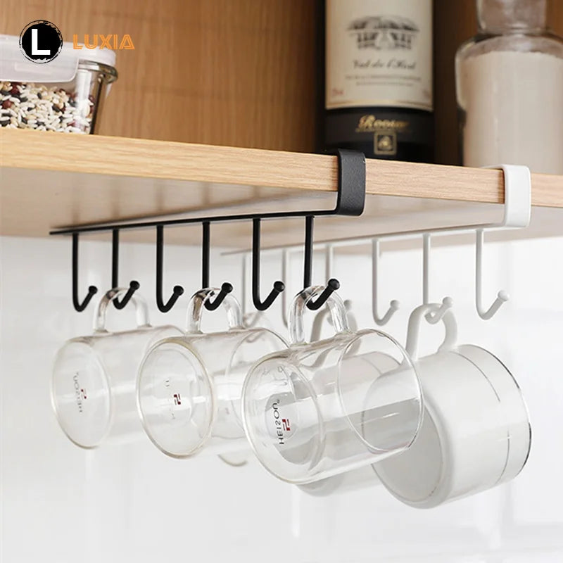 Kitchen Hanger Iron Hooks Shelf Free Of Punch Rack Multifunction Hanger For Kitchen Gadgets Cabinet Cupboard Dish Organizer