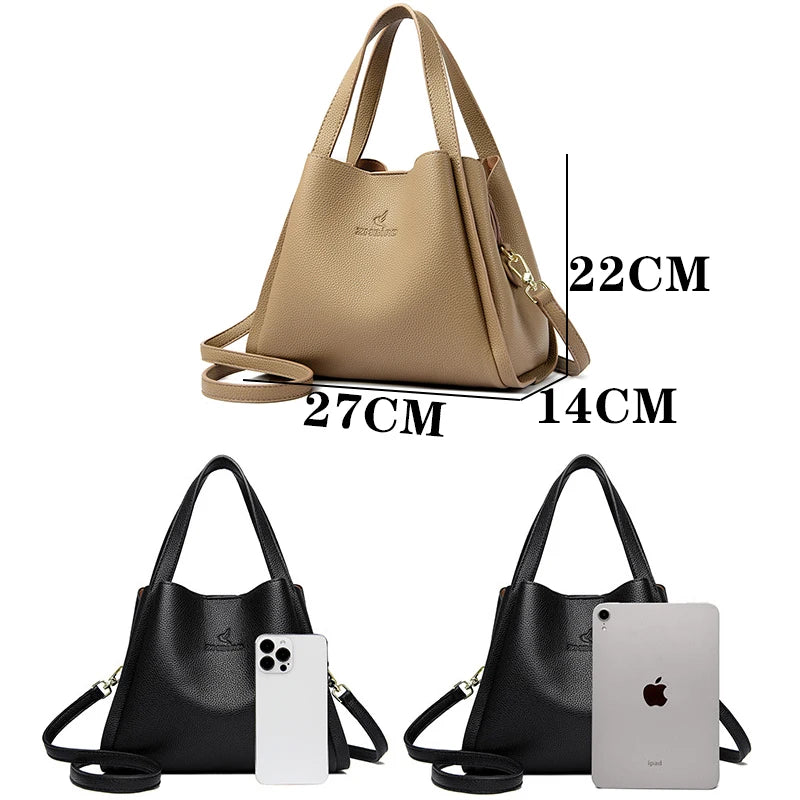 Genuine Brand Soft Leather Top-handle Bags Female Handbags Women Shoulder Crossbody Totes Messanger Bag Large Capacity Big Sac