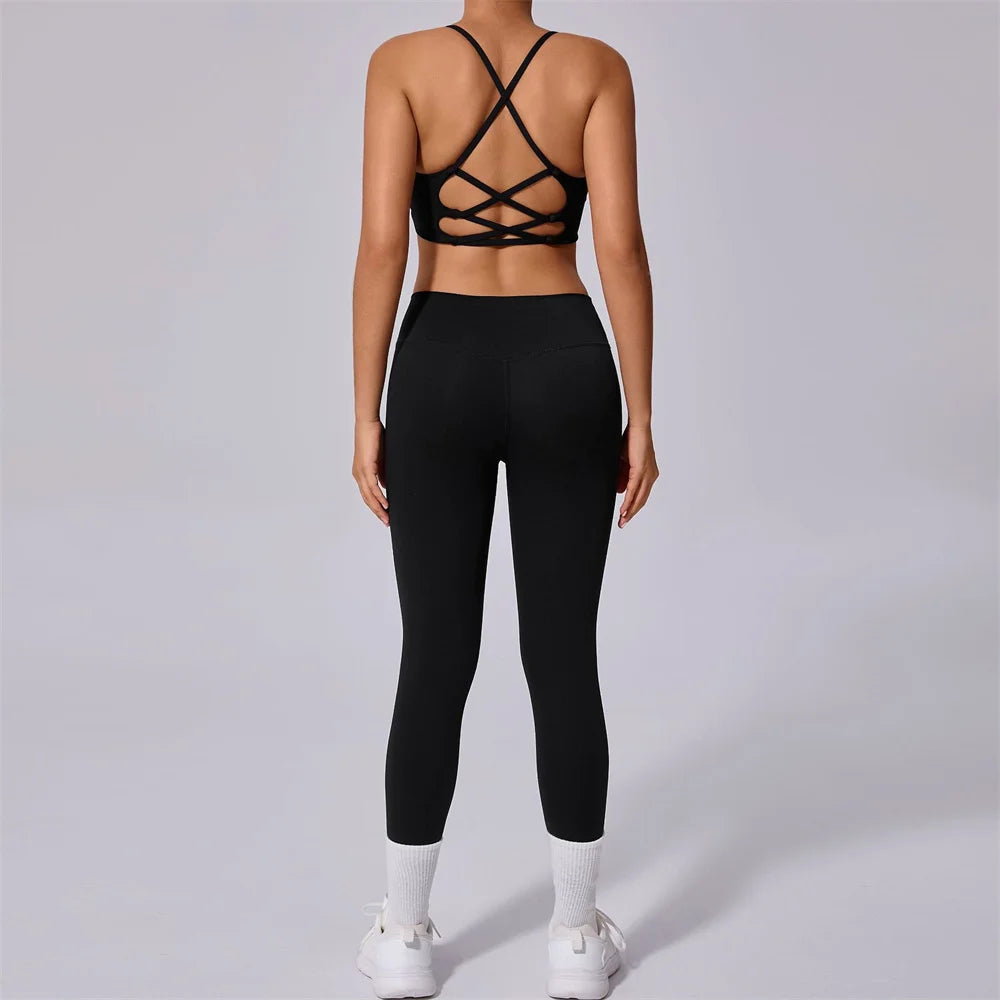 Yoga Set 2PCS Gym Set Workout Clothes for Women Seamless High Waist Leggings Sports Bra Suit Female Sportswear Women Tracksuit