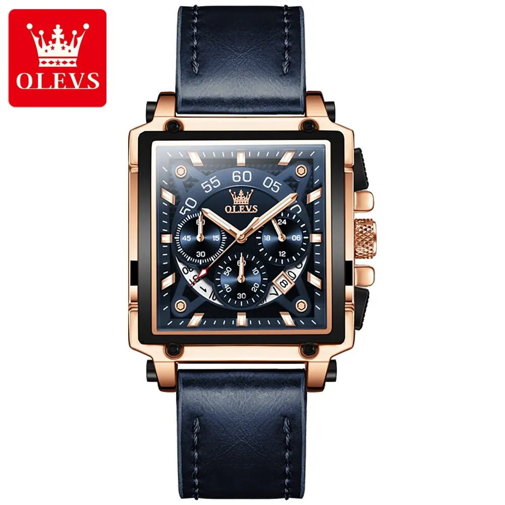 OLEVS Top Brand Male Watches Square Quartz Watch Watch For Men Waterproof Leather Strap Sport Clock Male Relogio Masculino