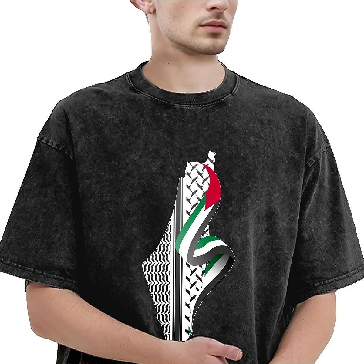 Palestinian Flag T-Shirt Palestine Map Novelty T Shirts Short Sleeve Street Style Tops Summer Cotton Breathable Big Size Clothes