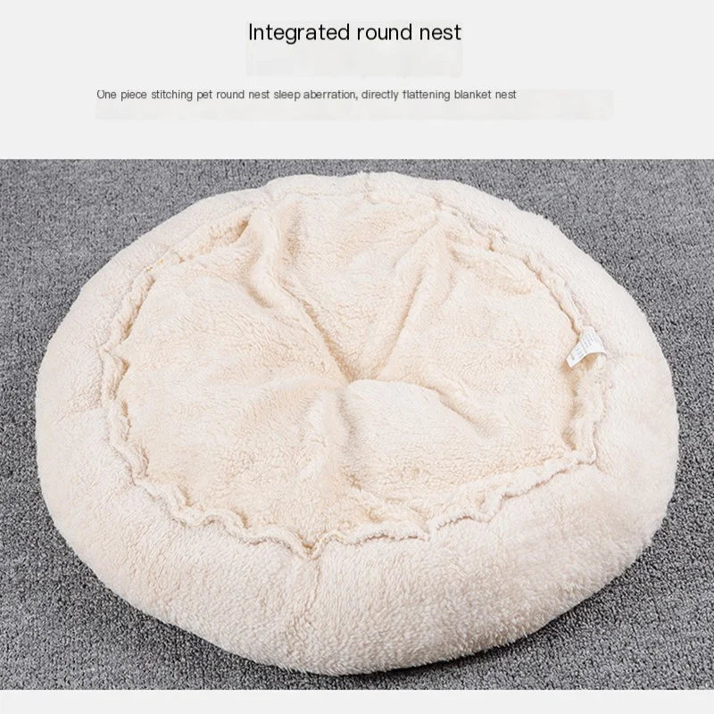 Round Warm Cat Mat Plush Pet Bed Dog Beds Furniture Donut Dog Cat Bed Soft and Comfortable Kitten Bed Warm in Winter Washable