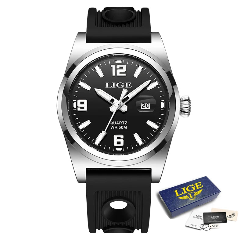 LIGE Top Luxury Mens Watch Fashion Sports Quartz Wristwatches Male Original Brand Waterproof Luminous Watches Men Reloj Hombre