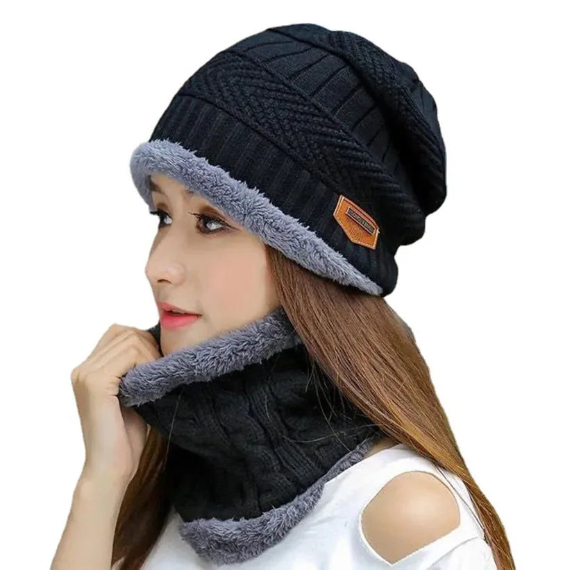 Winter Fleece Schal Mützen Verdicken Plüsch Warme Beanie Wollstrickmützen Männer Frauen Outdoor Radfahren Ski Kälteschutz Halsmaske Hut