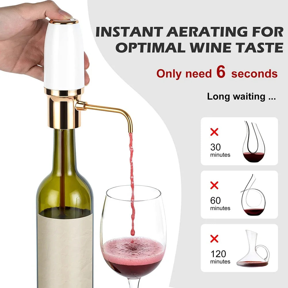 Electric Wine Aerator Pourer Automatic Smart Decanter Dispenser Rechargeable with Micro-USB Cable A