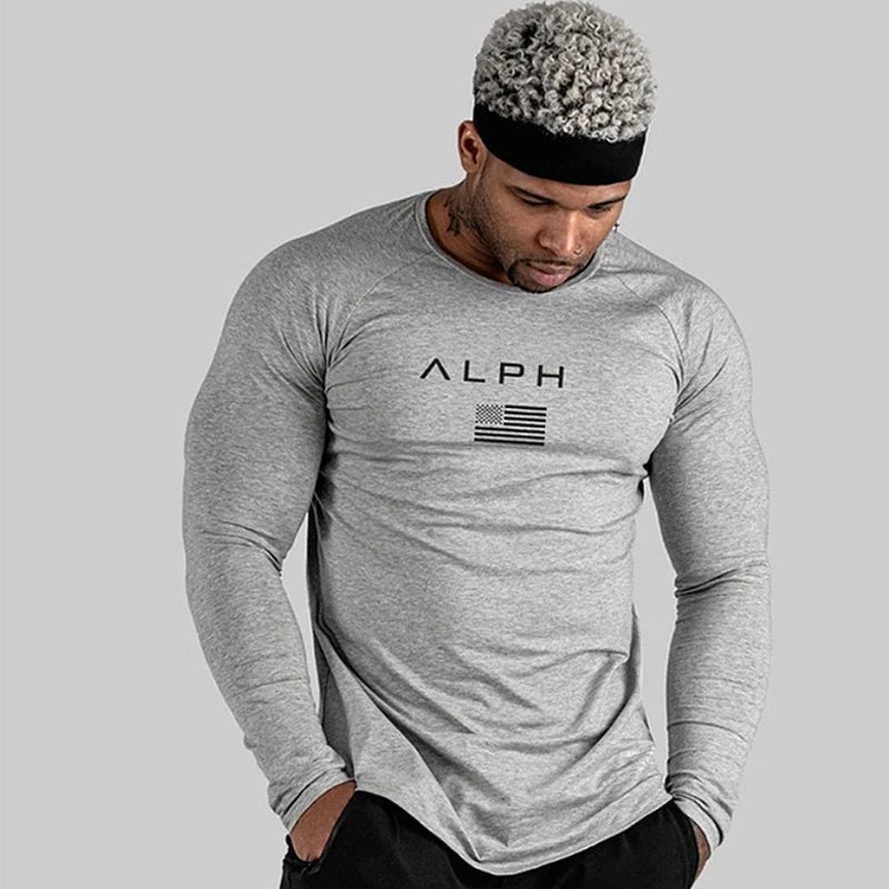 Men's Gym Clothing Bodybuilding T Shirt Running Sweatshirt Breathable Fitness Casual Male Long Sleeve Tshirt Cotton Tops