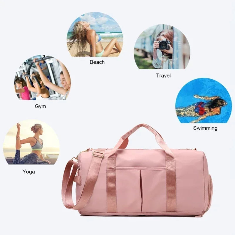 Training Yoga Sports Bags Fitness Gym Bags Wet Dry Separate Luggage Bag with Independent Shoe Compartment Travel Duffel Handbag