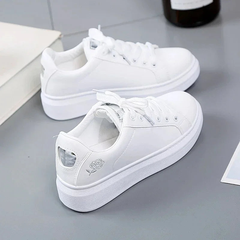 2024 New U Leather Women's White Casual Woman Vulcanize Sneakers Breathable Sport Walking Running Platform Flats Shoes Sneaker