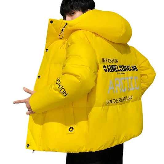 Men Harajuku Colorful Bubble Coat Winter Jacket 2023 Mens Streetwear Hip Hop Parka Korean Yellow Black Clothes Puffer Jackets