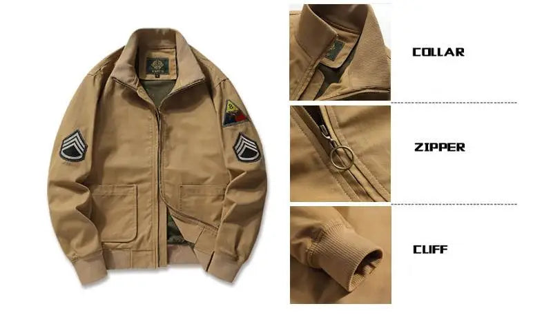 FURY Military Jacket Stand Collar Men's Bomber Jacket Cotton Embroidery Tactics Coat Men Windbreaker Chaqueta Hombre