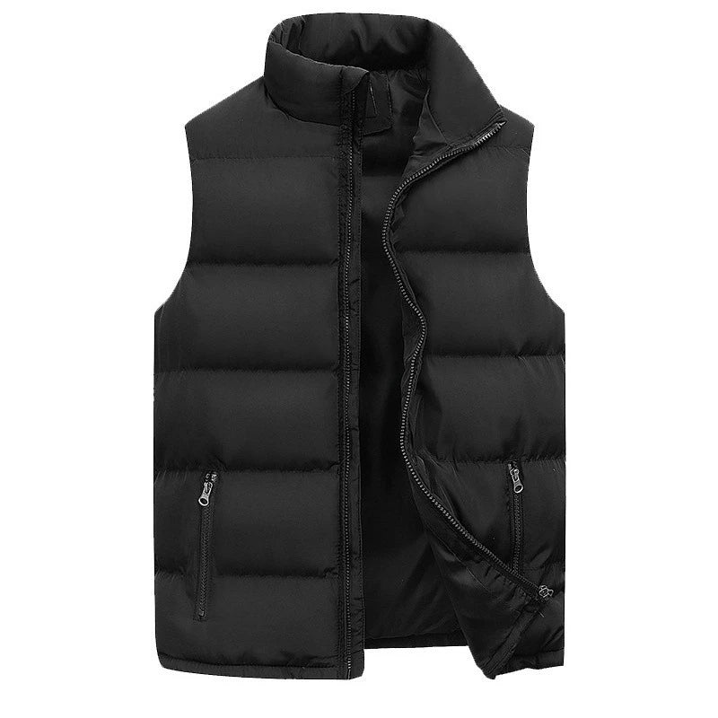 FGKKS Brand 2023 Winter Men Vest Parkas Cotton Casual Sleeveless Stand Thick Clothes Solid Color Vest Jacket Male