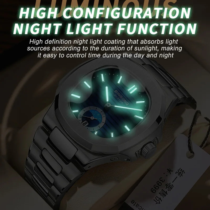 BINBOND Neue Casual Business Uhr Männer Luxus Quarzuhr Leuchtende Wasserdichte Datum Mode Quarz armbanduhren Relógio Homem