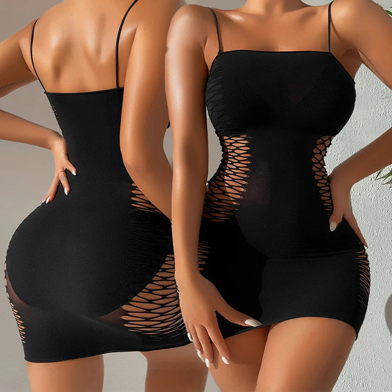 Sexy Ärmelloses, figurbetontes Minikleid für Damen mit Spaghettiträgern, Party, Nachtclub, schlanke Abendkleider für Damen in Übergröße, ausgehöhlte Clubwear