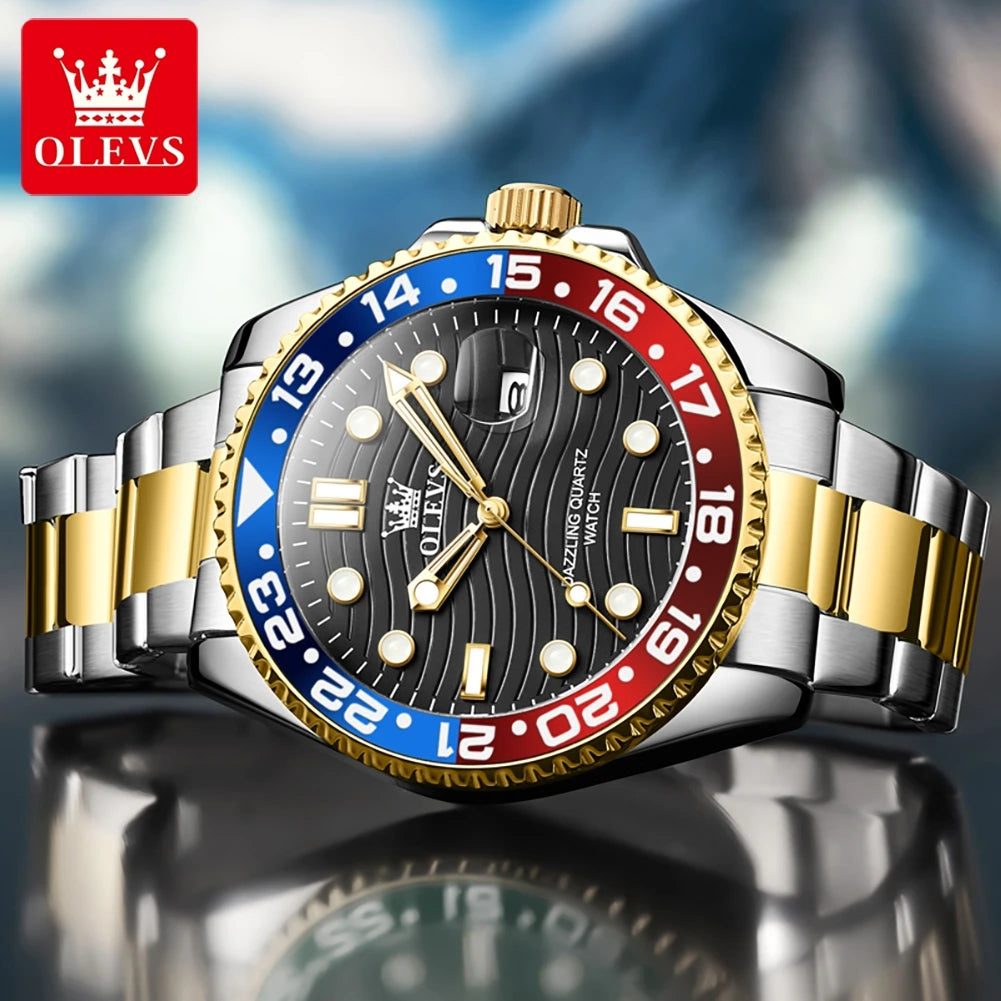 OLEVS 3610 Hot Original Luxury Men's Watches Waterproof Calendar Luminous Quartz Watch for Man Stainless Steel Authentic Watch