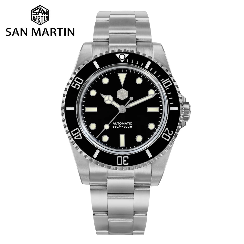 San Martin 2023 New 40mm Watch for Men Classic Luxury YN55 Diver Water Ghost Automatic Mechanical Sapphire Waterproof 200m BGW9