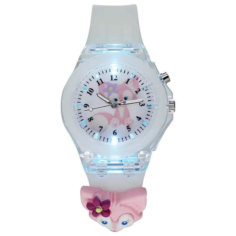 3D Mickey Children Watches Girls Color Light Source Silicone Minnie Kids Watch Ladies Quartz Clock Gifts Relogio Feminino