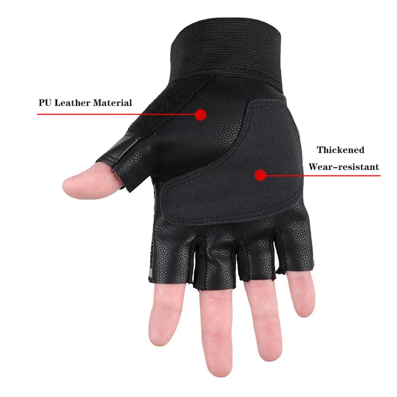 Fingerless Male Antiskid Sunscreen Breathable Wear-resistant Riding Gloves, Fishing Climbing Outdoor Sports Bike Gloves for Men