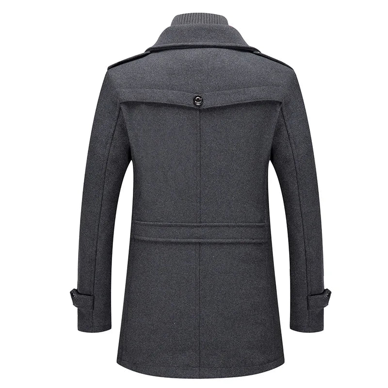 Woolen Overcoat 4XL Autumn Winter Mens Wool Trench Coats Fashion Middle Long Jacket Male Double Collar Zipper Coat Windbreak