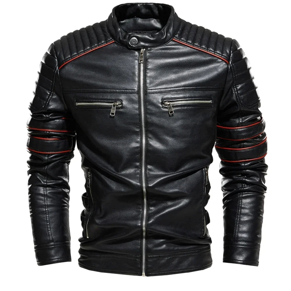 Lederjacke Streetwear Bikermantel Slim Fit Herbst Wintermantel Herren Pelzgefüttert Herren Motorradjacke Mode Herrenjacke