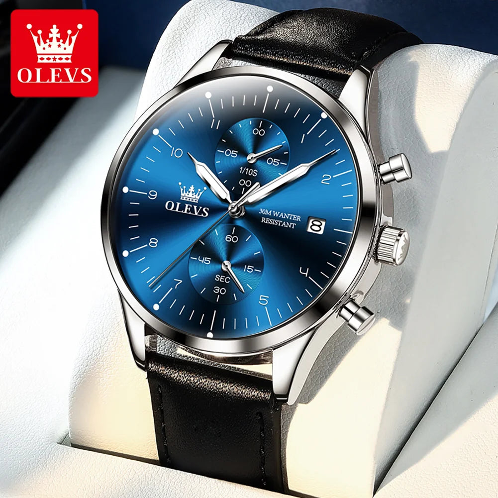 OLEVS Watches for Men Original Brand Quartz Luxury Business Men's Watch Waterproof Luminous Date Fashion Chronograph Wristwatch