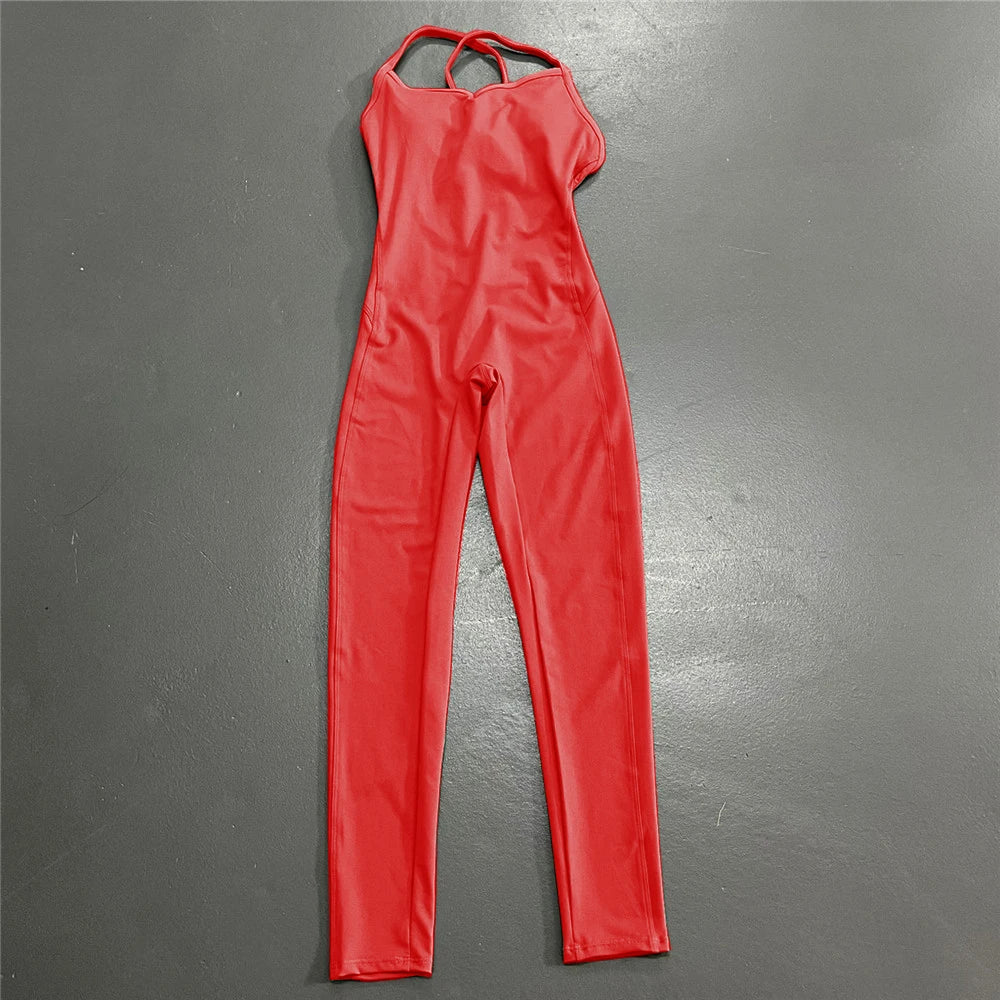 Backless Sports Woman 2023 Lycra Fitness Overalls One Piece Jumpsuit Shorts Sport Outfit Gym Workout Clothes for Women Sportwear