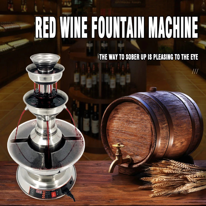 Electric Red Wine Fountain Machine Dispenser Quick Sobering Wine Decanter Pourer For Kitchen Party 3 Tier Juice Waterfall