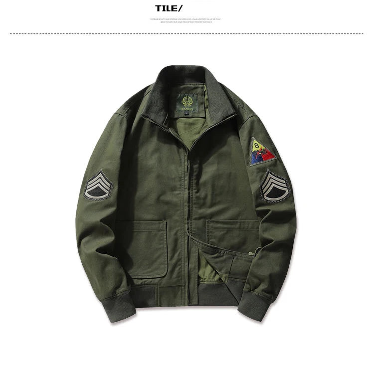 FURY Military Jacket Stand Collar Men's Bomber Jacket Cotton Embroidery Tactics Coat Men Windbreaker Chaqueta Hombre